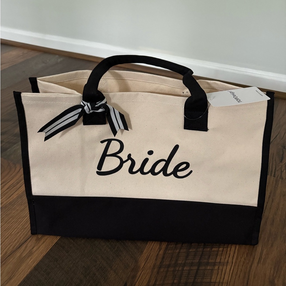 Bride Canvas Tote Bag - Black and Cream